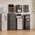 Various Modern Style Water Dispensers In Home Interior With Wooden Floor And Plant