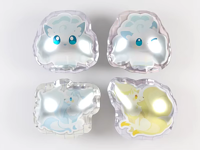 Cute Cartoon Inflatable Characters With Different Shapes Colorful Designs And Adorable Faces 3d model