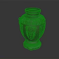 Antique Bronze Vase With Double Handles Intricate Carvings Decorative Base And Patina Finish
