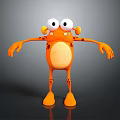 Orange Spotted 3D Creature Character With Big Eyes And Outstretched Arms And Legs