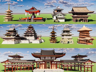 Japanese-style ancient architecture model