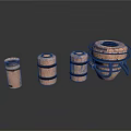 Decorative Wooden Barrel Containers With Metal Bands And Different Sizes
