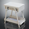 White Minimalist Entryway Side Cabinet Two Tier Design With Drawer Mesh Shelf