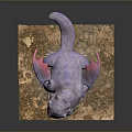 Purple Fantasy Creature With Pink Wings Sharp Teeth And Claws On Cracked Ground