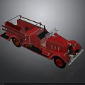 Vintage Red Fire Truck with Ladder Water Tank and Classic Structure