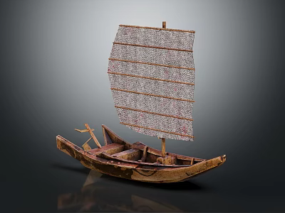 Traditional Wooden Sailboat Model As Classic Water Transportation With Fabric Sails 3d model