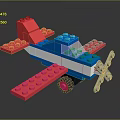 Colorful Lego Toy Airplane With Red Blue White Wings Propeller And Wheels
