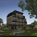 Elegant Modern Semi Detached Villa Exterior With Landscaped Garden And Trees