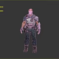 Male Game Movie Character With Red Hair Blue Tactical Outfit Shoulder Armor Backpack Gloves And Boots