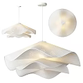 Modern White Wavy Pendant Lights with Layered Fabric Shades and Soft Illuminated Glow