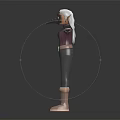 Elf Character With Gas Mask Purple Top Black Pants And Brown Boots Arms Outstretched