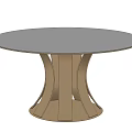 Elegant Modern Round Glass Top Dining Table With Curved Metal Base 3d model