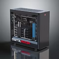 DIGITAL FUSION Black Computer Case With Blue Cooling Fan And Internal Hardware 3d model