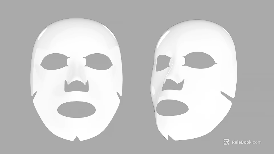 Two White Facial Masks For Skincare Beauty Treatment With Smooth Surface 3d model 