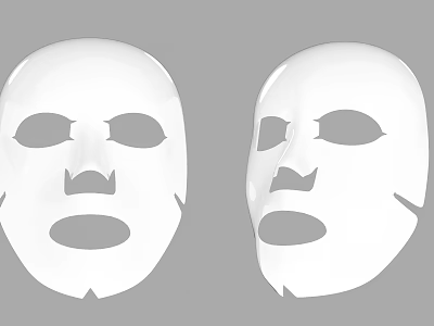 Two White Facial Masks For Skincare Beauty Treatment With Smooth Surface 3d model