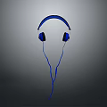 Blue Over Ear Headphones With Black Ear Cups And Wired Cable