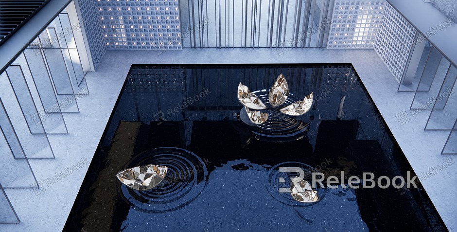 Modern Sculpture Sculpture Sculpture Petal Theme Water Ripple Ripple Mirror Waterscape Abstract Sculpture model