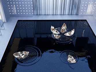 Modern Sculpture Petal Theme Water Ripple Mirror Waterscape Abstract Sculpture 3d model