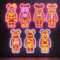 Neon Decorative Lights with Bear Shaped Design and Chinese 'Fu' Character Elements 3d model