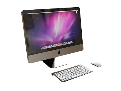 All in One Computer With Purple Gradient Display Screen Keyboard And Mouse 3d model