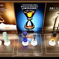Commercial Cosmetic Display Equipment With Multiple Bottles And Advertising Posters