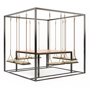 Outdoor Dining Table and Chair Courtyard Table and Chair Outdoor Hanging Chair Outdoor Leisure Table and Chair 3d model