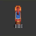 Vibrant Orange Mechanical Play Device With Red Handles Blue Components And Gray Gear Structure