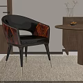 Modern Accent Chair With Black Leather Red Brown Wooden Armrests And Black White Legs