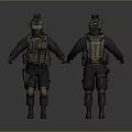 Tactical Military Figure Model With Front Back View And Detailed Gear