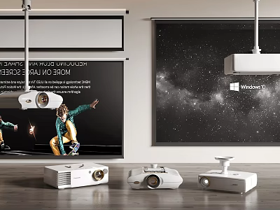 Advanced Modern Projection Monitoring System With Multiple Projectors And Large Display Screens 3d model