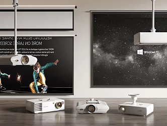 Modern Projector Curtain Combination Projector Curtain Indoor 3d model