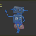 Silver Metal Robot Featuring Large Eyes Antennas Raised Hand Sitting On Rock Dark Background
