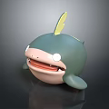 Cute Green Cartoon Shark With Yellow Fin Playful Design 3D Rendered Plush Toy