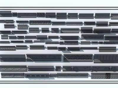 Various Gypsum Cornice Styles With Different Patterns For Home And Office Interior Decoration 3d model