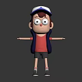 3D Cartoon Character Wearing Blue White Cap Red Shirt With Surprised Expression And Outstretched Arms