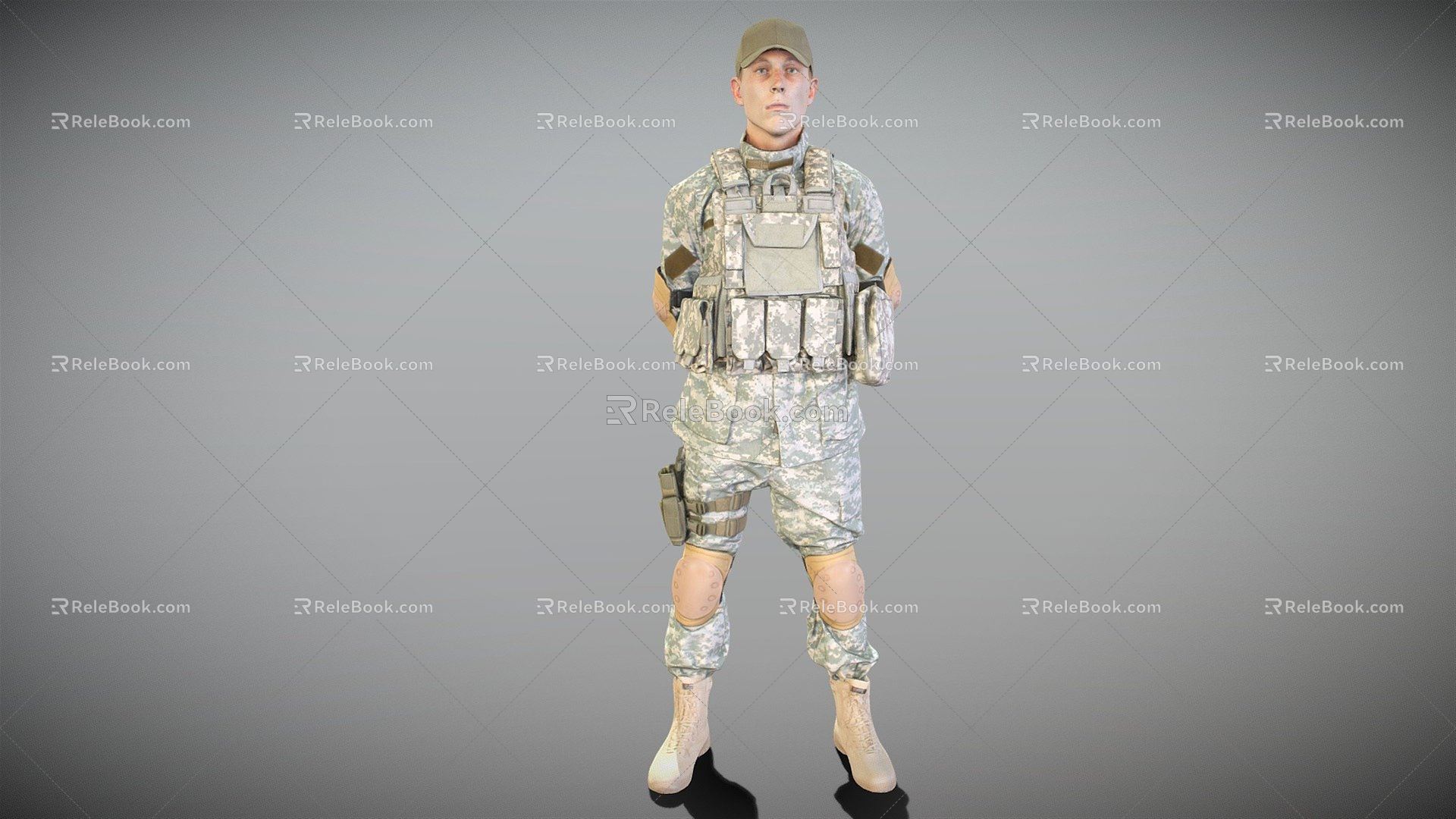 Young American soldiers in uniform of modern men 3d model