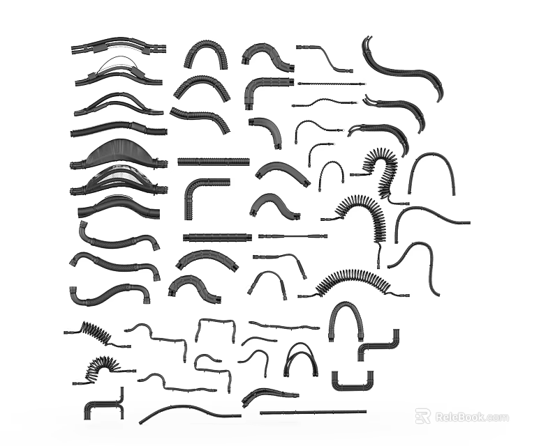 Various Decorative Molding Profiles With Different Curved And Straight Design Elements 3d model 