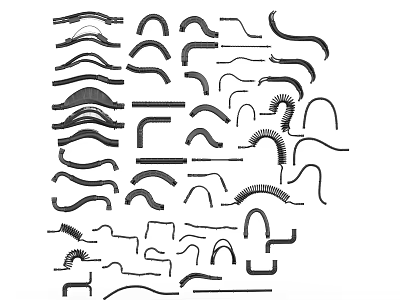 Various Decorative Molding Profiles With Different Curved And Straight Design Elements 3d model