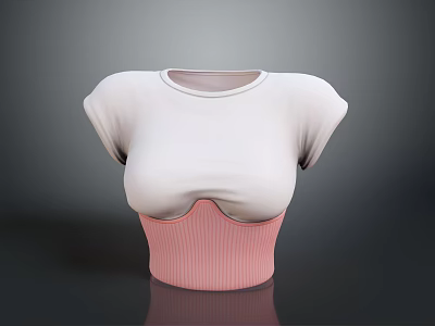White Short Sleeve T Shirt And Pink Waist Trainer For Casual Daily Wear 3d model