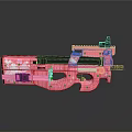 Pink Decorative Submachine Gun With Floral Patterns And Modern Design Elements 3d model