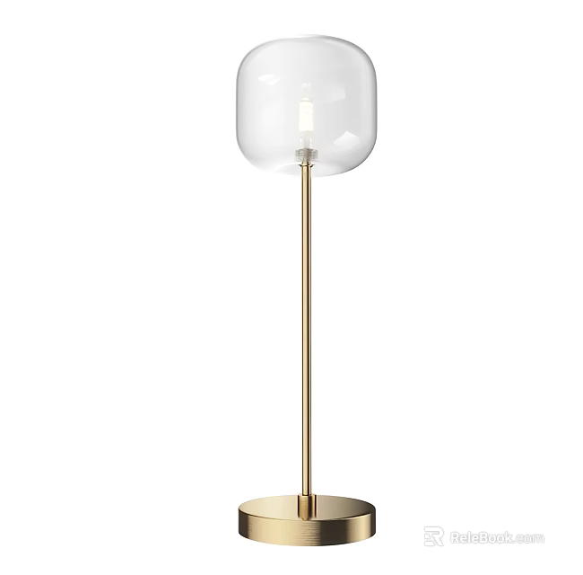Stylish Modern Table Lamp With Transparent Glass Shade And Golden Metal Base 3d model 