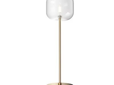 Stylish Modern Table Lamp With Transparent Glass Shade And Golden Metal Base 3d model