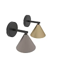 Black and Gold Metal Wall Sconce with Conical Shade and Round Base