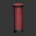 Vintage Red Postbox With Classic Cylindrical Structure And Smooth Surface