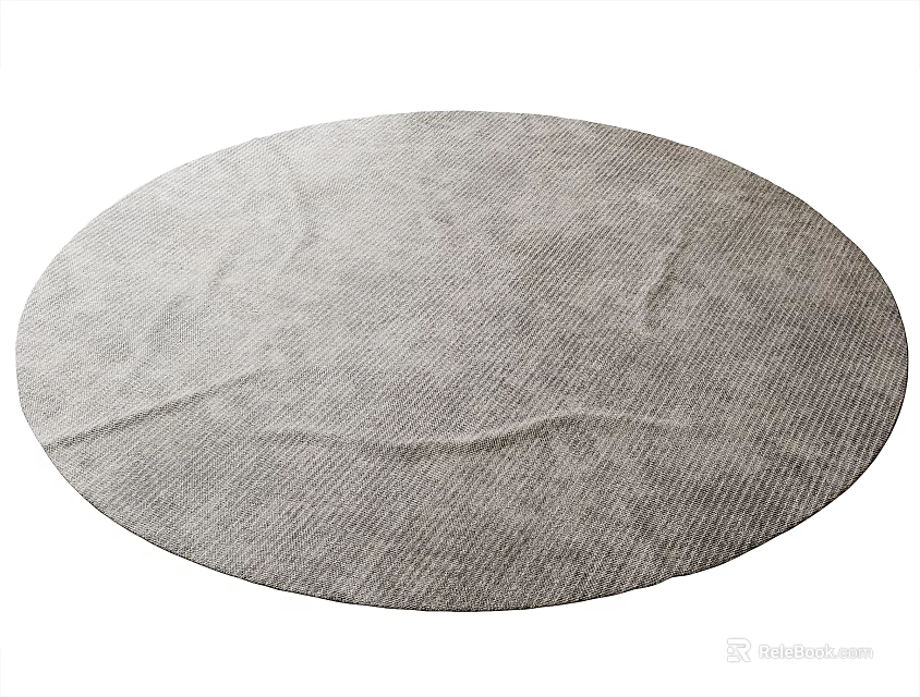 Light Gray Round Floor Rug With Textured Pattern 3d model