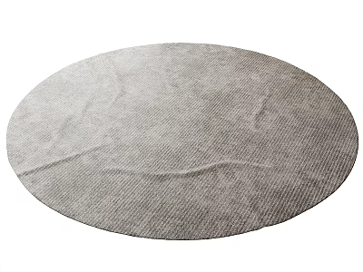 Light Gray Round Floor Rug With Textured Pattern 3d model