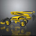 Yellow And Gray Industrial Mechanical Robot With Wheels Arm And Tool Parts