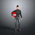 Motorcycle Rider Wearing Black Leather Jacket Jeans Boots And Red White Helmet