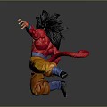 Game Anime Character Goku Black Spiky Hair Red Shirt Yellow Pants Fighting Stance Statue