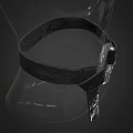 Glass Mannequin Waist With Black Leather Belt And Silver Circular Buckle